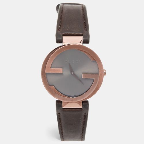 Slate PVD Stainless Steel Leather Interlocking G YA133309 Women's Wristwatch 37 mm - Gucci - Modalova