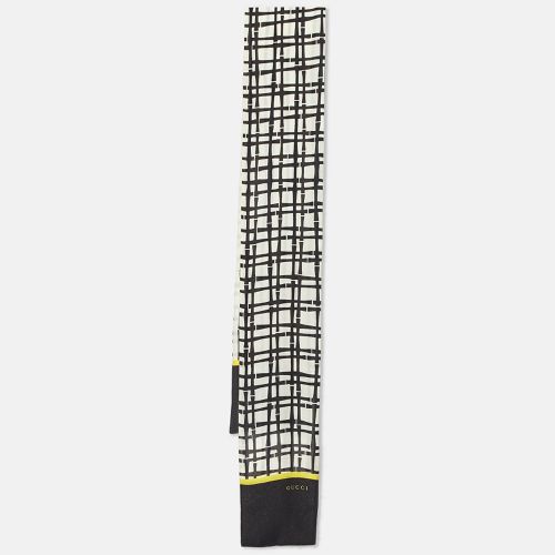 Monochrome Check Print Silk Narrow Stole - Gucci - Modalova