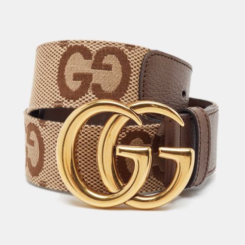 Brown Jumbo GG Canvas and Leather GG Marmont Buckle Belt 75CM - Gucci - Modalova