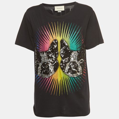 Cotton Sequined Dog Print T-Shirt XS - Gucci - Modalova