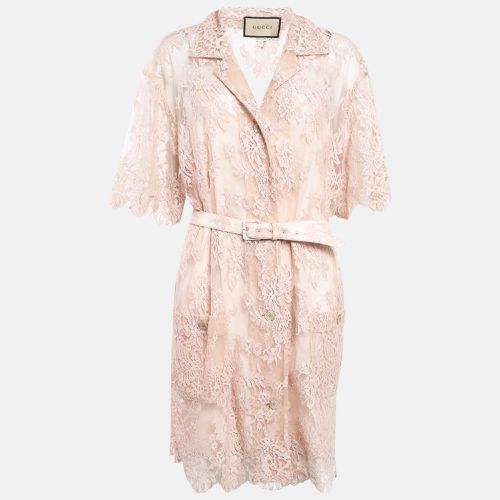 Floral Lace Belted Shirt Dress XL - Gucci - Modalova