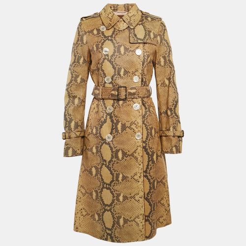 Python Skin Texture Leather Double Breasted Coat M - Gucci - Modalova