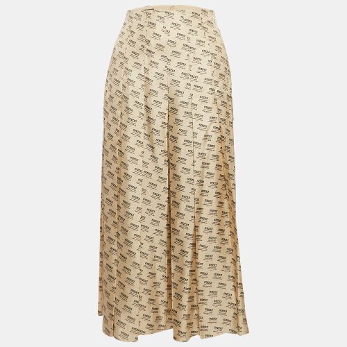 Beige Invite Stamp Print Silk Pleated Midi Skirt M - Gucci - Modalova