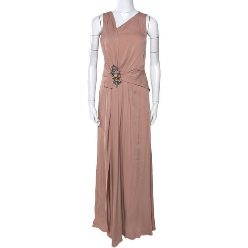 Pale Silk Crepe Brooch Detail Draped Gown M - Gucci - Modalova