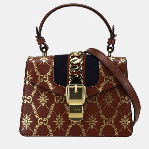 Mini Printed Calfskin Sylvie Satchel - Gucci - Modalova