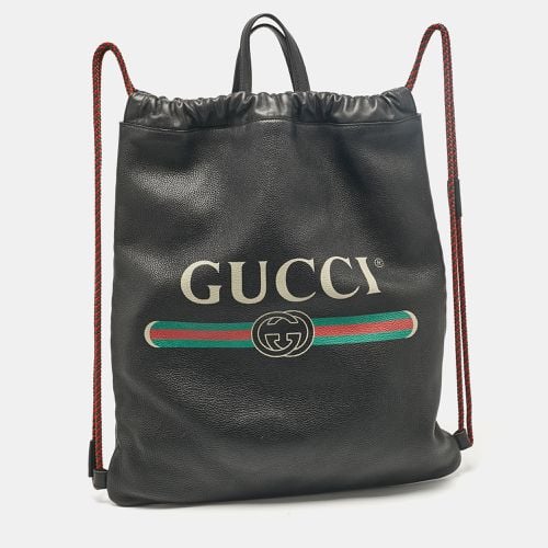 Leather Logo Drawstring Backpack - Gucci - Modalova