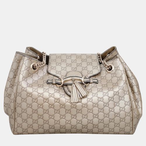 Embossed Leather Shoulder Bag - Gucci - Modalova