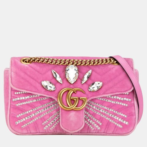 Velvet GG Marmont Crystal Jewel Chain Shoulder Bag - Gucci - Modalova