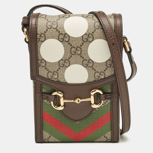 Ebony GG Supreme Geometric Print Canvas Mini Horsebit 1955 Crossbody Bag - Gucci - Modalova