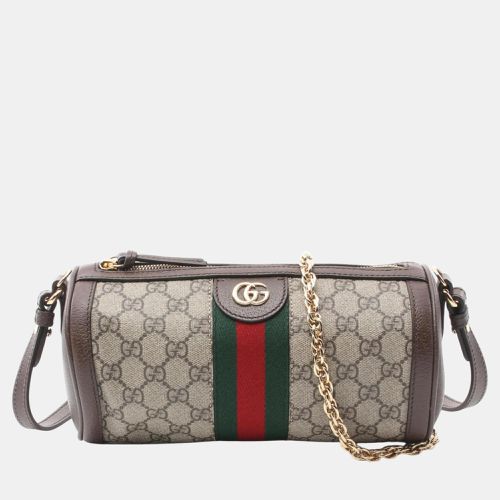 Brown Multicolor Coated Canvas Leather Ophidia GG Supreme Shoulder Bag - Gucci - Modalova