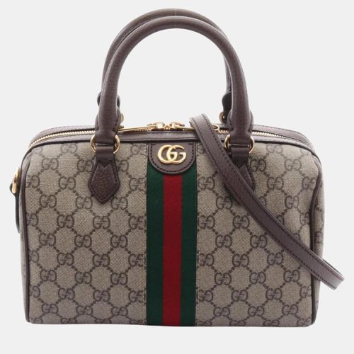 Brown Coated Canvas Leather Ophidia Gg Supreme Small Bag - Gucci - Modalova