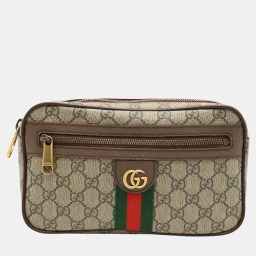 PVC Leather Khaki Mocha Brown Ophidia GG Supreme Belt Bag - Gucci - Modalova