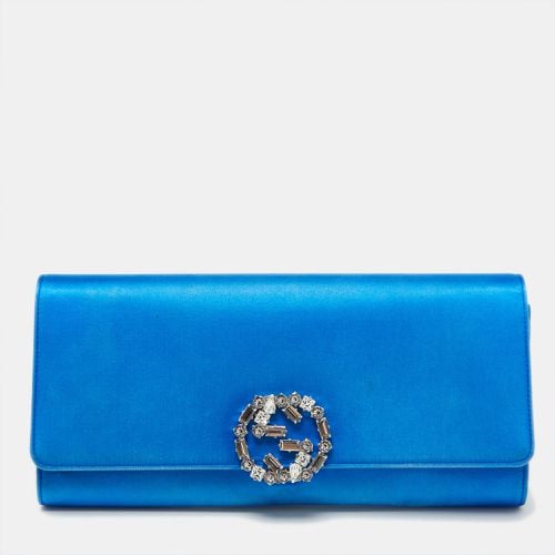 Satin Crystal Embellished Interlocking G Broadway Clutch - Gucci - Modalova