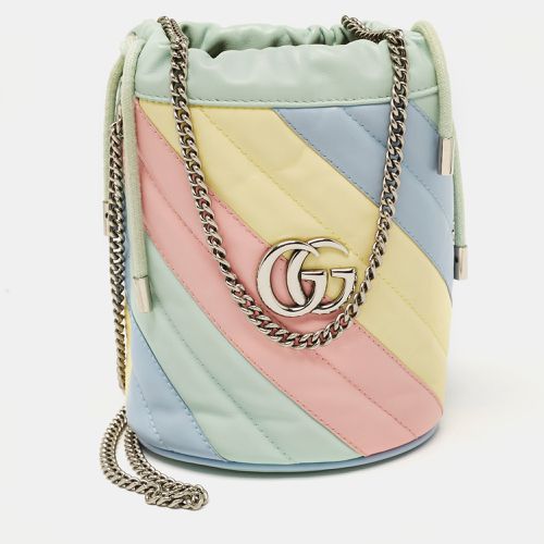 Diagonal Leather Mini GG Marmont Bucket Bag - Gucci - Modalova