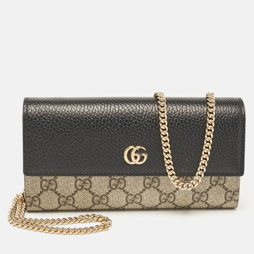 Black GG Supreme Canvas and Leather Wallet On Chain - Gucci - Modalova