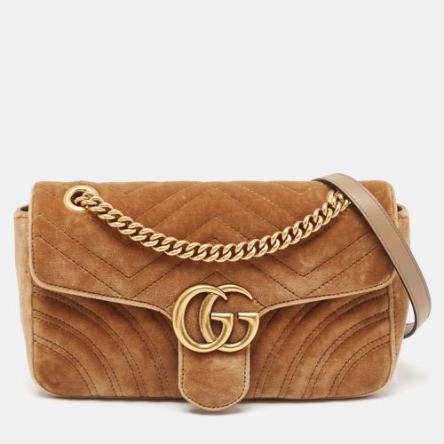 Matelassé Velvet and Leather Small GG Marmont Shoulder Bag - Gucci - Modalova