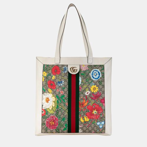 White GG Supreme Flora Ophidia Tote - Gucci - Modalova