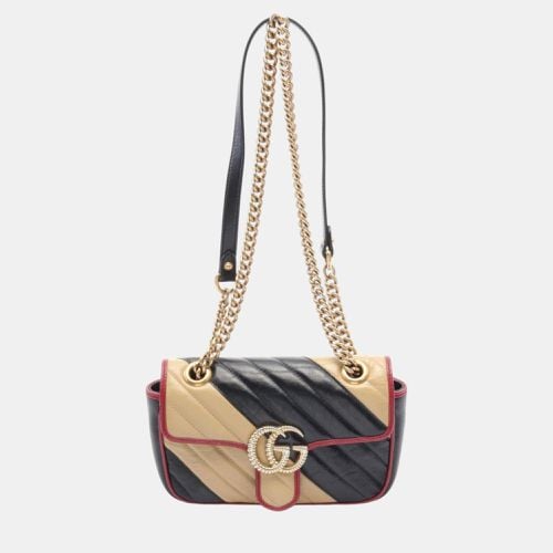 Leather Navy Bordeaux Gg Marmont Shoulder Bag - Gucci - Modalova