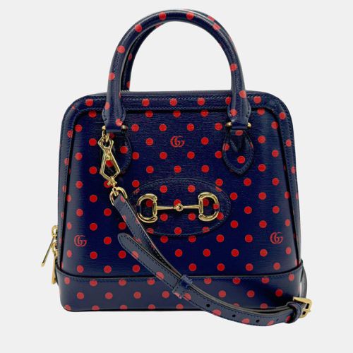 Leather Navy Red Gold Horsebit Shoulder Bag - Gucci - Modalova