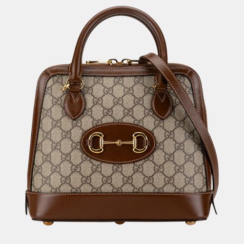 Brown PVC Leather GG Supreme Horsebit Shoulder Bag - Gucci - Modalova