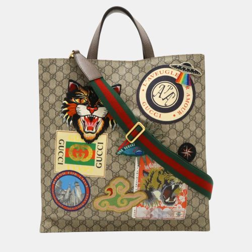 Soft Gg Supreme Courier Tote Bag Leather Applique Brown Multicolor - Gucci - Modalova