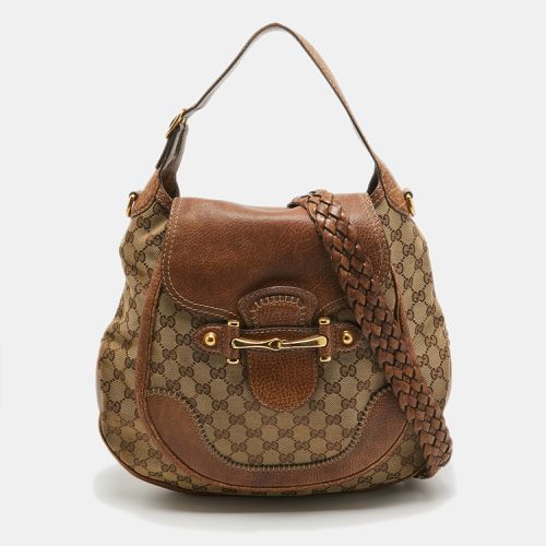 Brown GG Canvas and Leather Large New Pelham Hobo - Gucci - Modalova