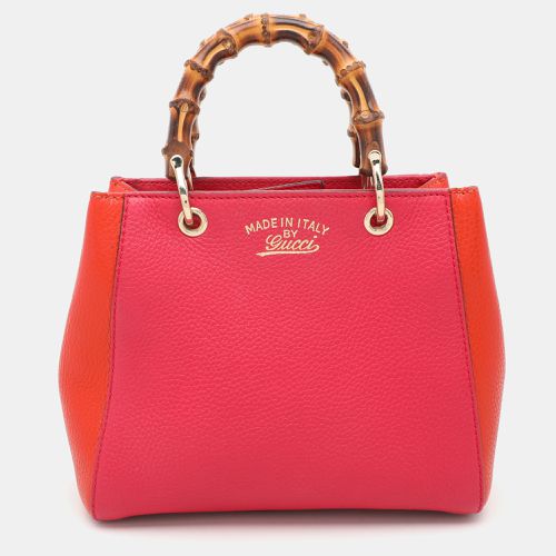 Orange Leather Mini Bamboo Tote - Gucci - Modalova