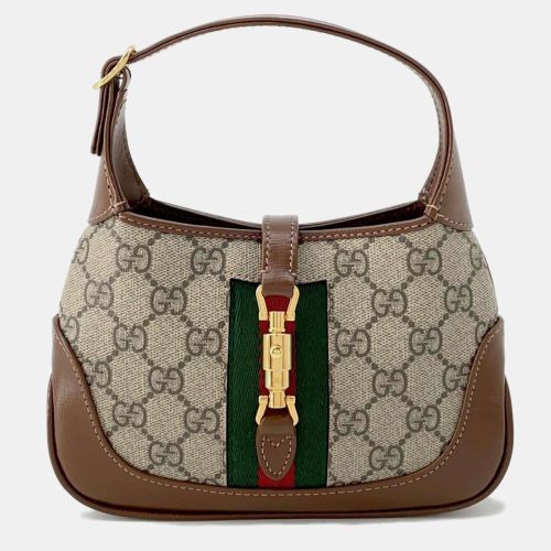 Gg Supreme Jackie1961 Mini /Brown Pvc Leather Hobo Bag - Gucci - Modalova