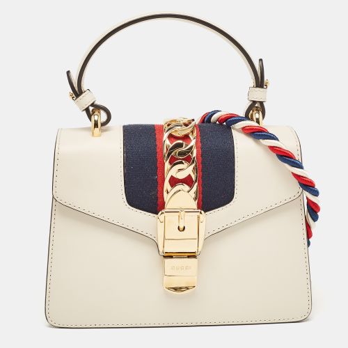 Leather Mini Web Chain Sylvie Top Handle Bag - Gucci - Modalova