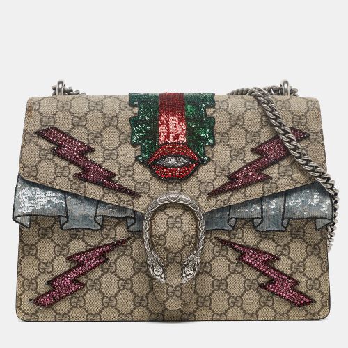 GG Supreme Canvas and Suede Medium Embellished Dionysus Shoulder Bag - Gucci - Modalova