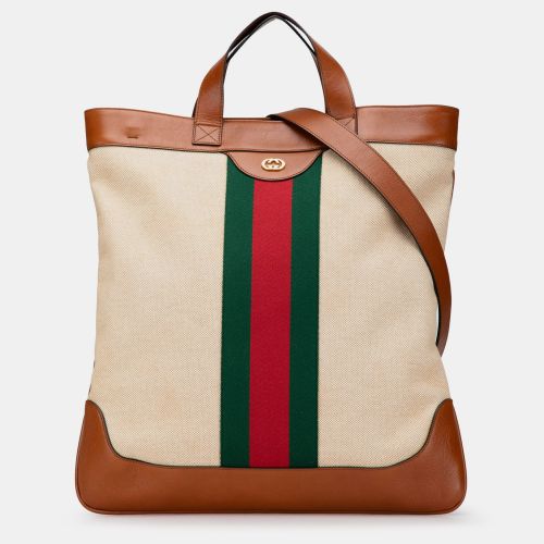 Brown Canvas Large Web Satchel Bag - Gucci - Modalova