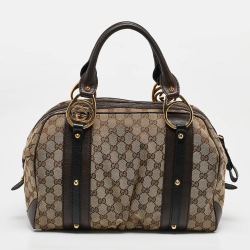 Brown GG Canvas and Leather G Interlocking Bowler Bag - Gucci - Modalova