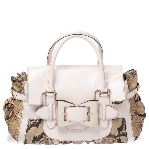 Brown Python and Leather Large Queen Satchel - Gucci - Modalova