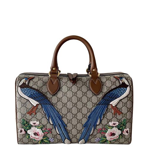 Brown GG Canvas Embroidered Bsoton Bag - Gucci - Modalova