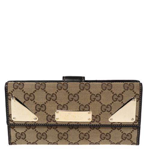 Dark /Beige GG Canvas and Leather Indy Continental Wallet - Gucci - Modalova