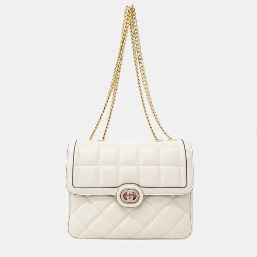 Cream Calfskin Quilted Small Deco Shoulder Bag - Gucci - Modalova