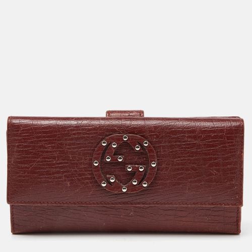 Brick Leather Soho Studded Continental Wallet - Gucci - Modalova