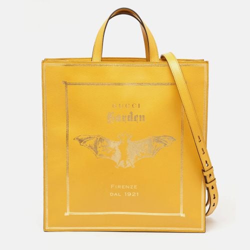 Mustard Leather Garden Bat Vertical Shopping Tote - Gucci - Modalova