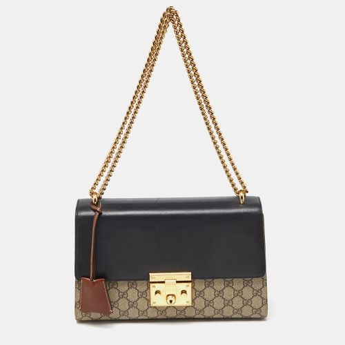 Black GG Supreme Canvas and Leather Medium Padlock Shoulder Bag - Gucci - Modalova