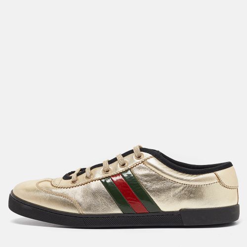 Leather Web Low Top Sneakers Size 38.5 - Gucci - Modalova