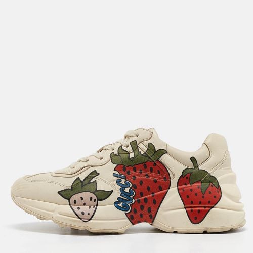 Leather Strawberry Print Rhyton Sneakers Size 39.5 - Gucci - Modalova