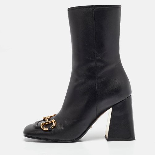 Leather Horsebit Mid Calf Boots Size 38 - Gucci - Modalova