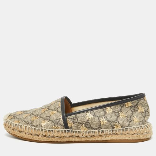 Beige GG Supreme Canvas Printed Bee Espadrille Flats Size 39 - Gucci - Modalova