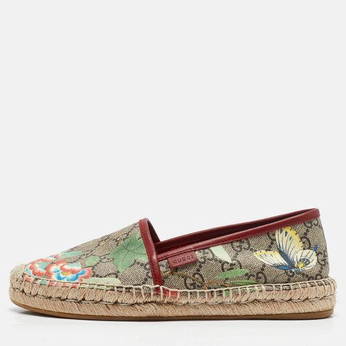 Brown GG Supreme Canvas Tian Print Espadrille Flats Size 37.5 - Gucci - Modalova