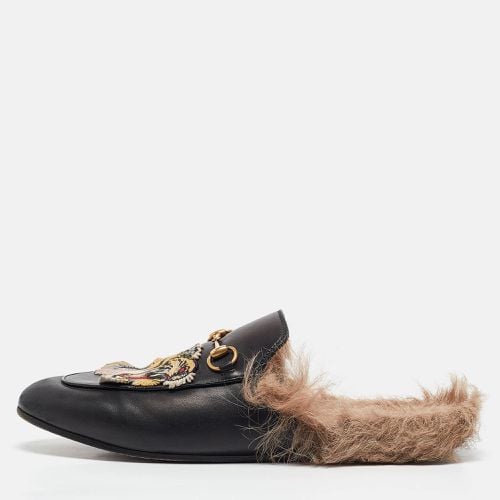 Leather and Fur Tiger Embroidered Princetown Mules Size 41 - Gucci - Modalova