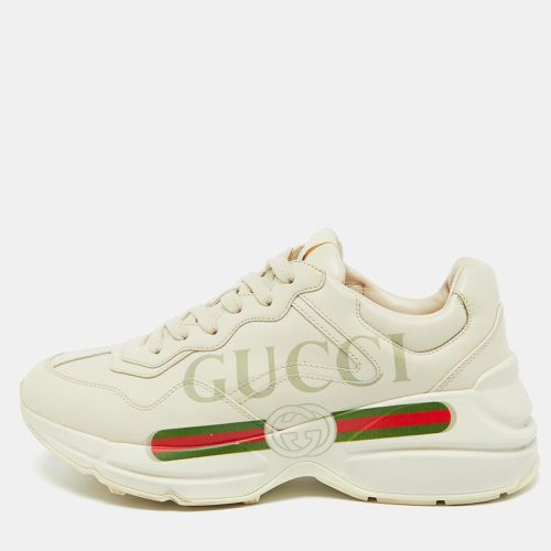 Leather Logo Rhyton Lace Up Sneakers Size 39.5 - Gucci - Modalova