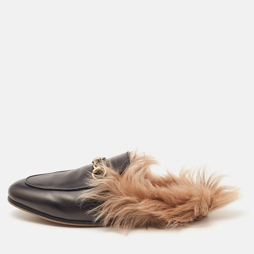 Fur and Leather Princetown Mules Size 37 - Gucci - Modalova