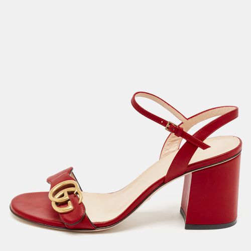 Leather GG Marmont Ankle Strap Sandals Size 37.5 - Gucci - Modalova