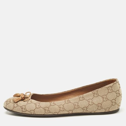 Beige GG Canvas Bamboo Tassel Bow Ballet Flats Size 39.5 - Gucci - Modalova