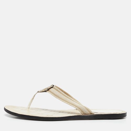 Canvas and Leather GG Thong Flat Slides Size 40 - Gucci - Modalova